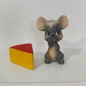 Anthropomorphic Mouse with Cheese Salt and Pepper Shakers - Mid Century